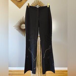 Cache Black Vintage Floral Beaded Pants